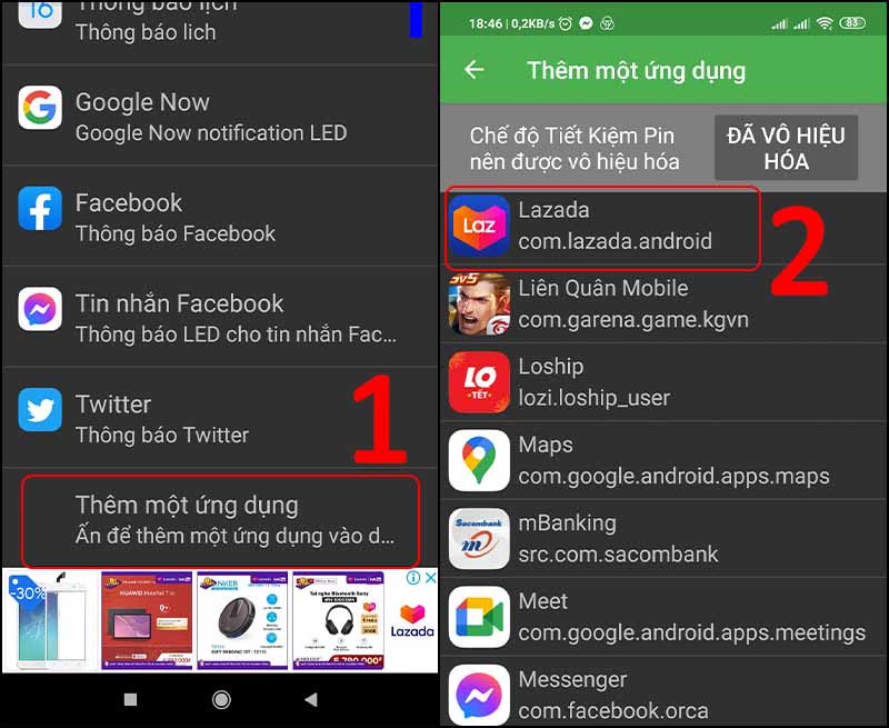 Chọn Thêm một ứng dụng > Chọn ứng dụng cần thêm.